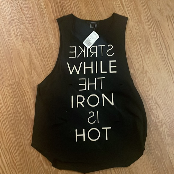 Forever 21: Strike While The Iron Is Hot Muscle Tee [SIZE M] New w Original Tag - Picture 3 of 3